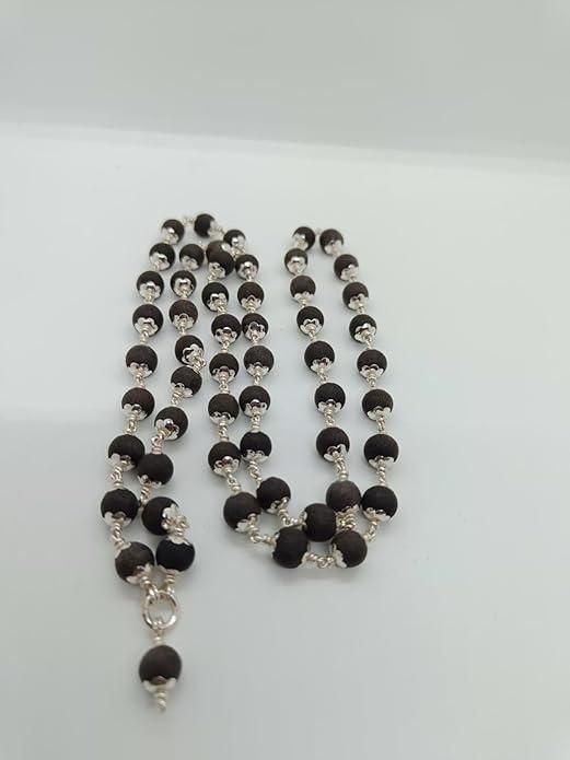 Silver Plated Eternal Karungali Mala - Natural Ebony Wood (Govt.Certified)
